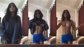 Slim teen sexy gf showing perky boobs with face