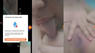 Cute gf licking her boobs and spreading wet pussy