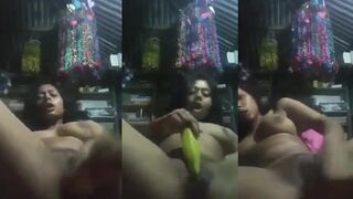 Hot village girl fucking a big banana!